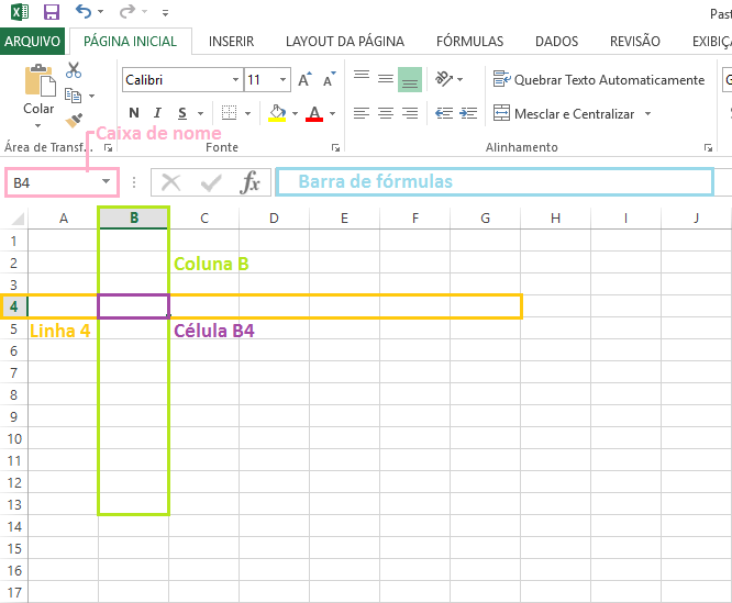 Linhas, colunas, células e fórmulas, os conceitos básicos do Excel